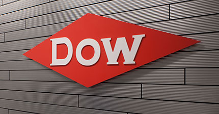 Dow Sign hanging on wall