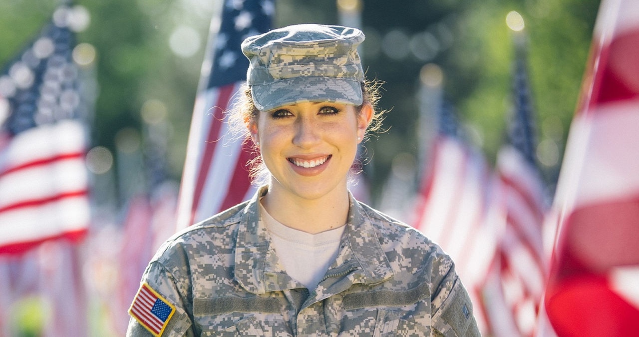 Smiling female veteran