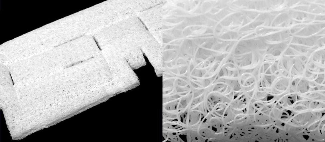 Primer plano de un nuevo material de amortiguación ligero