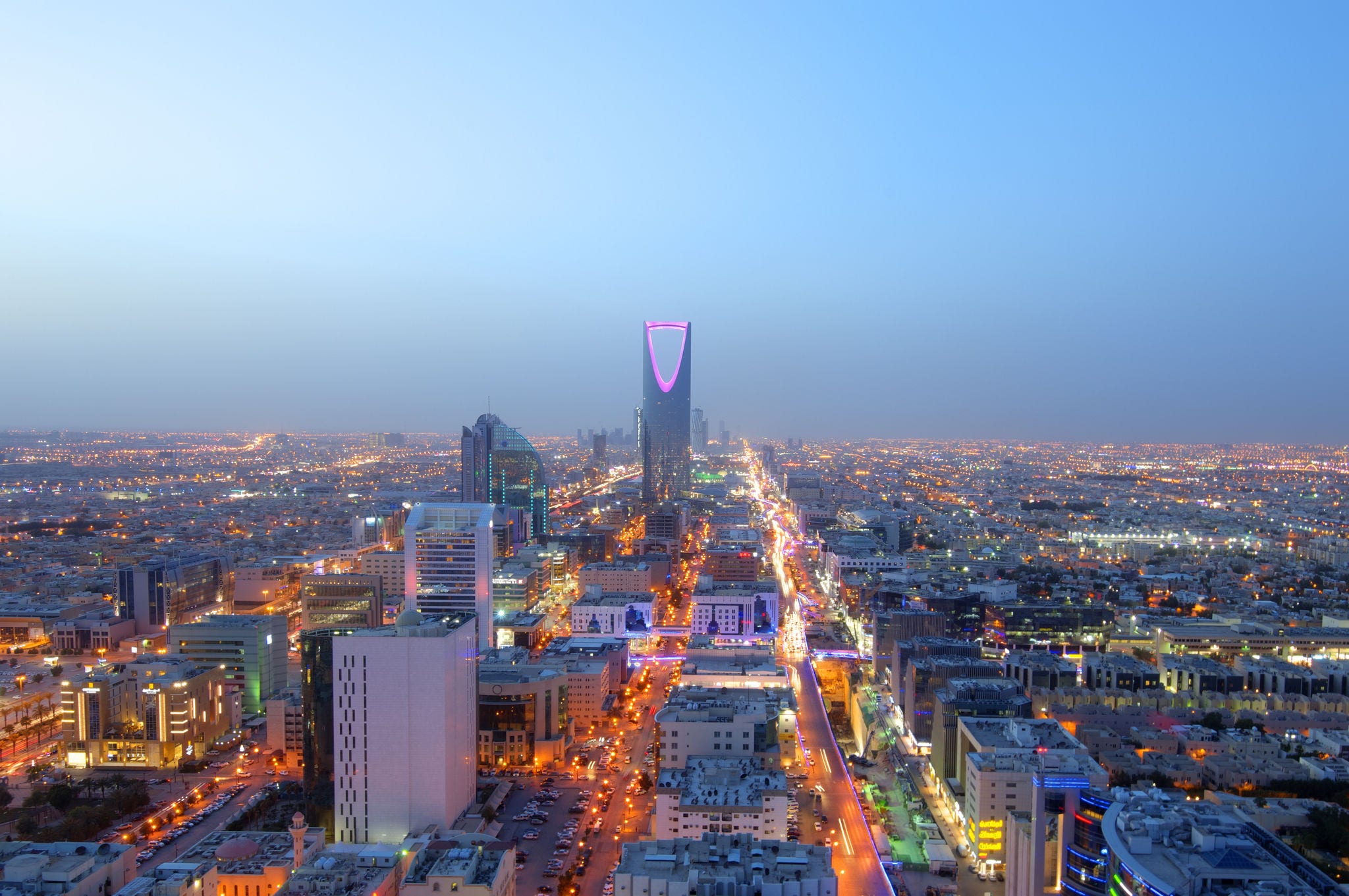Riyadh skyline at night, Saudi Arabia